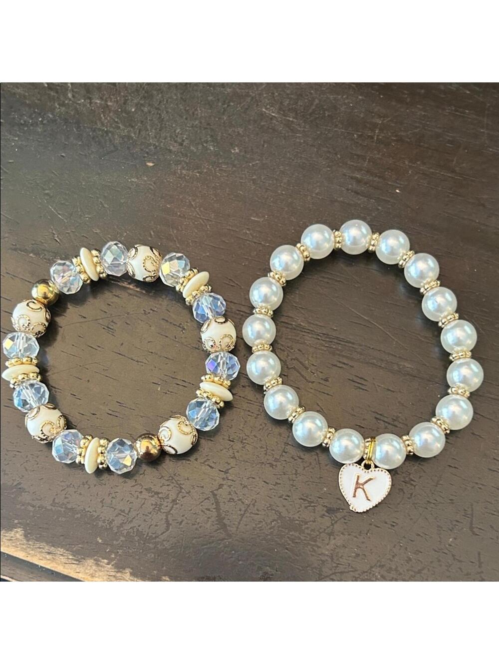 Elegant Blue and Gold Beaded Bracelet Set